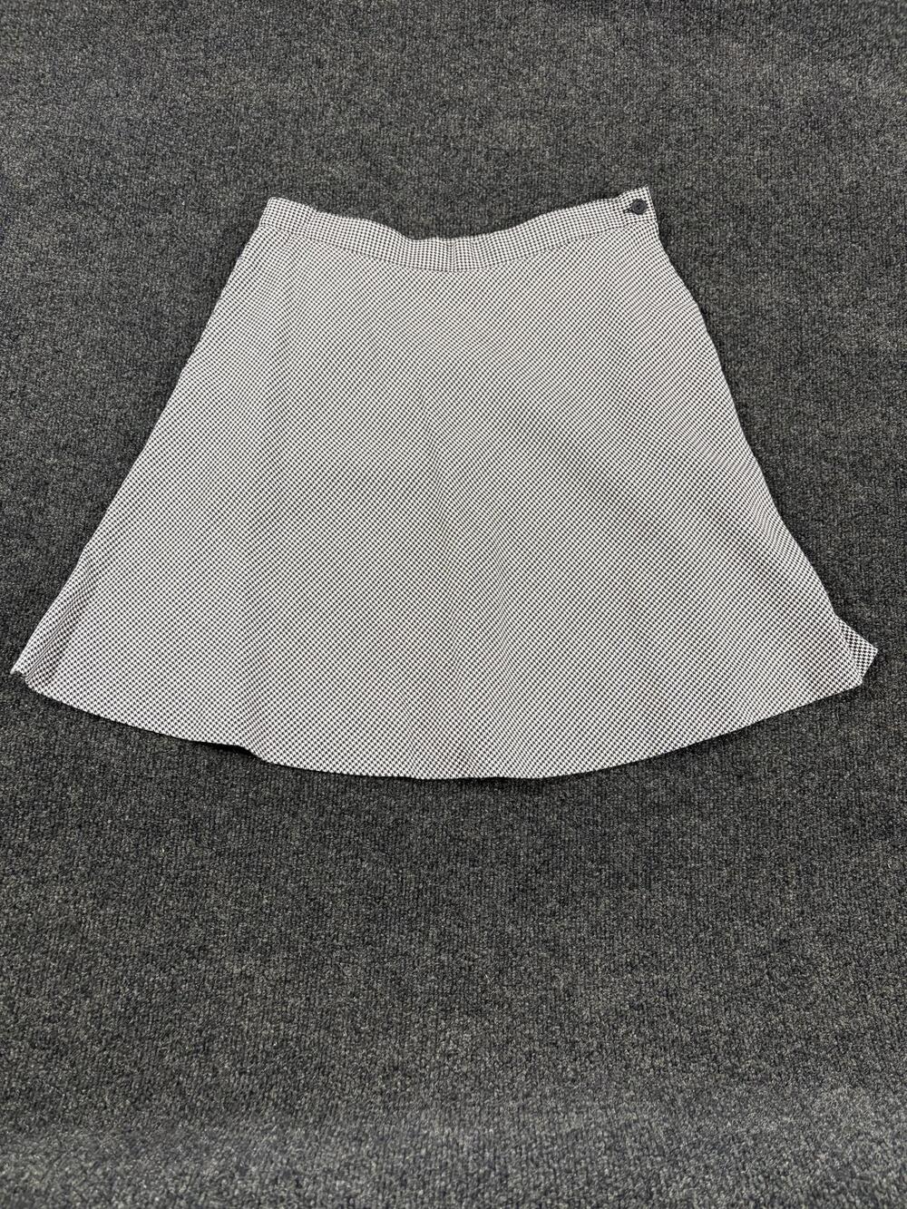 Personal Skirt Womens 16P Black Check A-Line Short Pleated Elastic Waist Twill